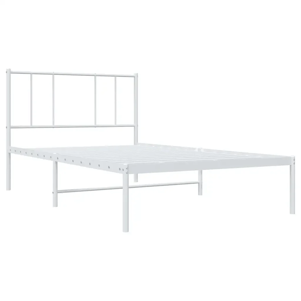 Letto singolo | Letto per adulti | Giroletto senza Materaso con Testiera Metallo Bianco 75x190 cm - Image 3