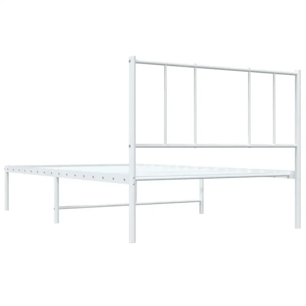 Letto singolo | Letto per adulti | Giroletto senza Materaso con Testiera Metallo Bianco 75x190 cm - Image 8