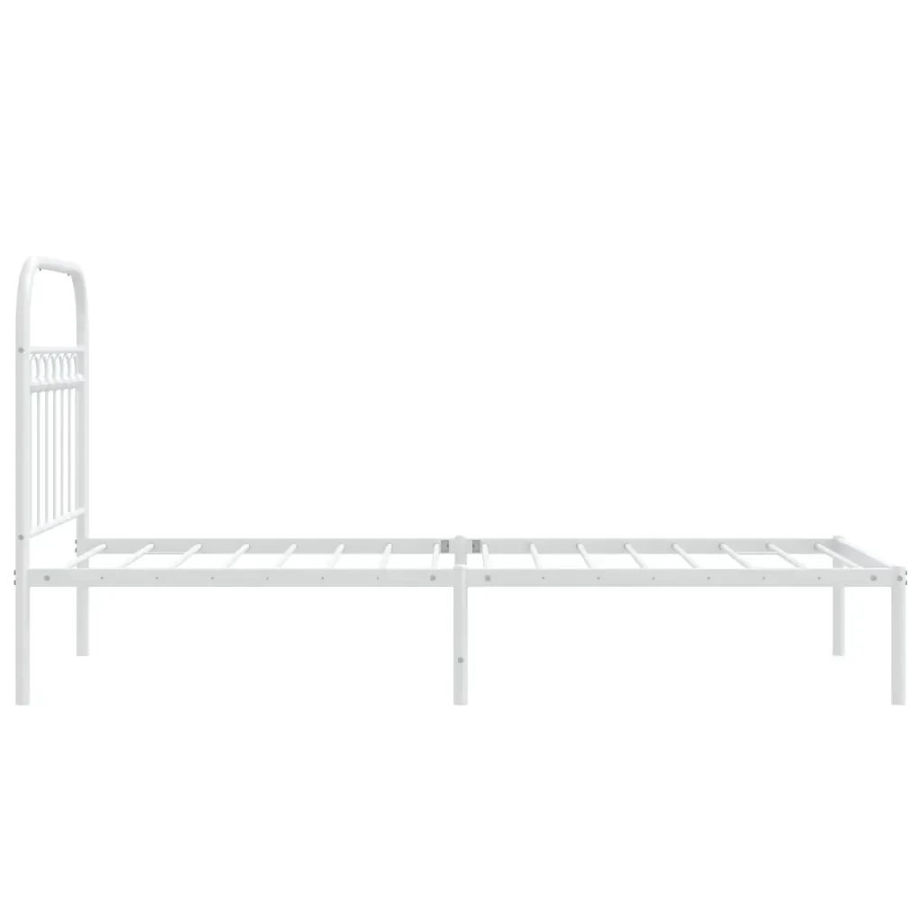 Letto singolo | Letto per adulti | Giroletto senza Materaso con Testiera Metallo Bianco 75x190 cm - Image 5