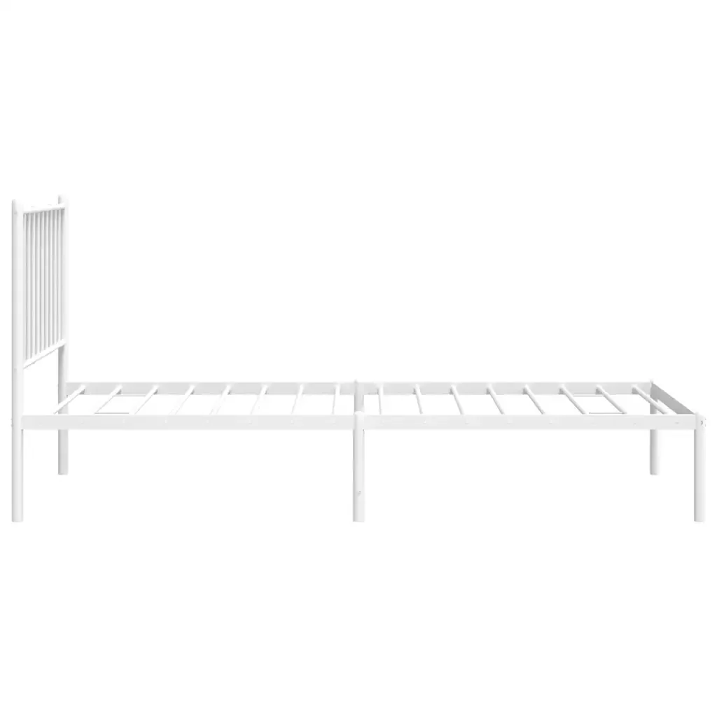 Letto singolo | Letto per adulti | Giroletto senza Materaso con Testiera Metallo Bianco 75x190 cm - Image 6