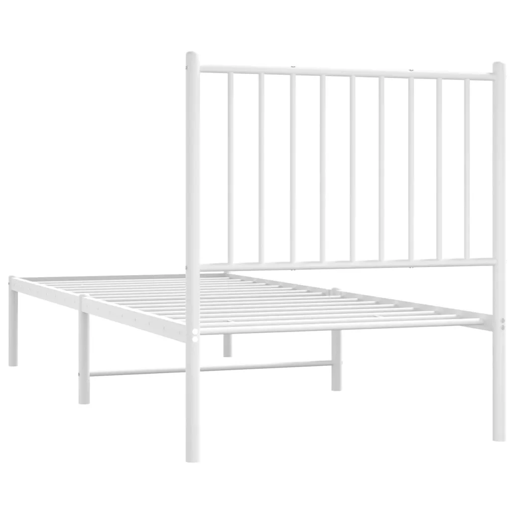 Letto singolo | Letto per adulti | Giroletto senza Materaso con Testiera Metallo Bianco 75x190 cm - Image 7