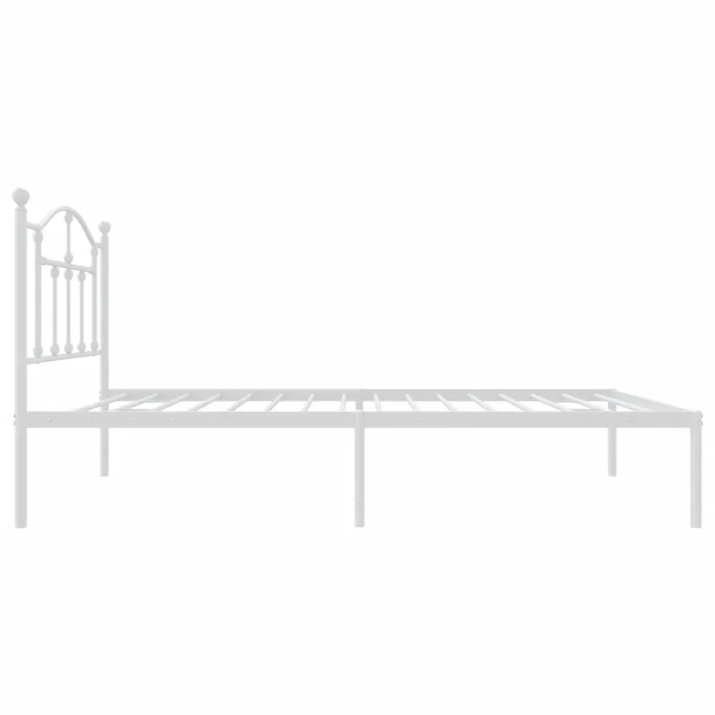 Letto singolo | Letto per adulti | Giroletto senza Materaso con Testiera Metallo Bianco 75x190 cm - Image 6