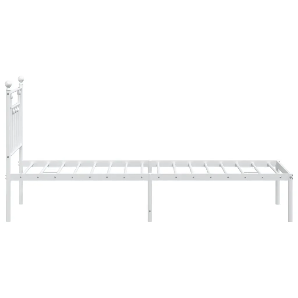 Letto singolo | Letto per adulti | Giroletto senza Materaso con Testiera Metallo Bianco 75x190 cm - Image 7