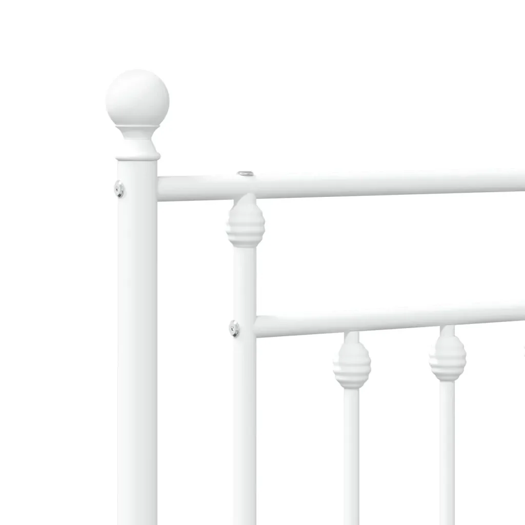 Letto singolo | Letto per adulti | Giroletto senza Materaso con Testiera Metallo Bianco 75x190 cm - Image 9