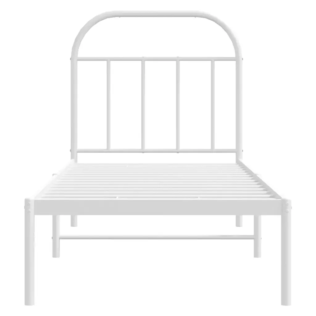 Letto singolo | Letto per adulti | Giroletto senza Materaso con Testiera Metallo Bianco 75x190 cm - Image 6