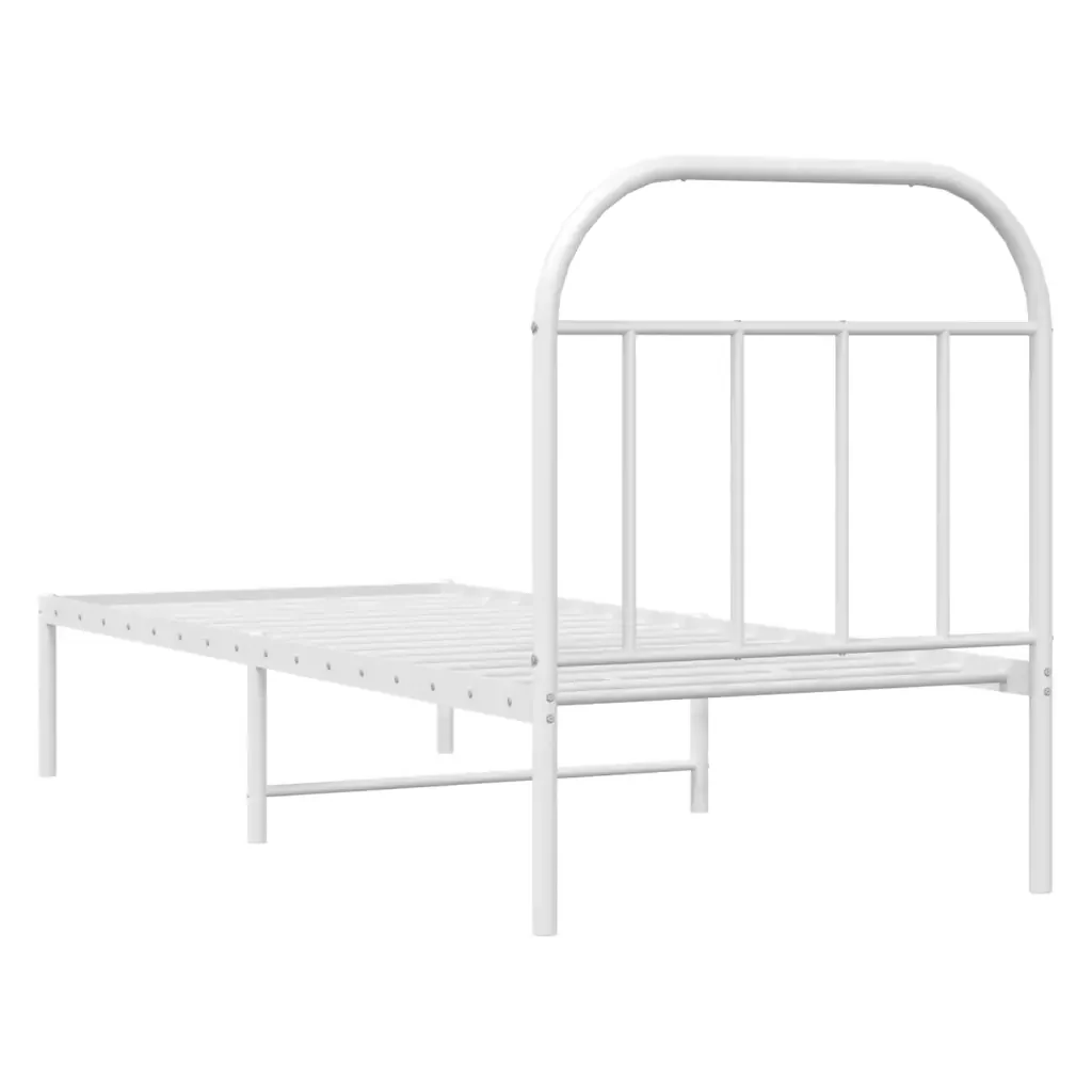 Letto singolo | Letto per adulti | Giroletto senza Materaso con Testiera Metallo Bianco 75x190 cm - Image 8