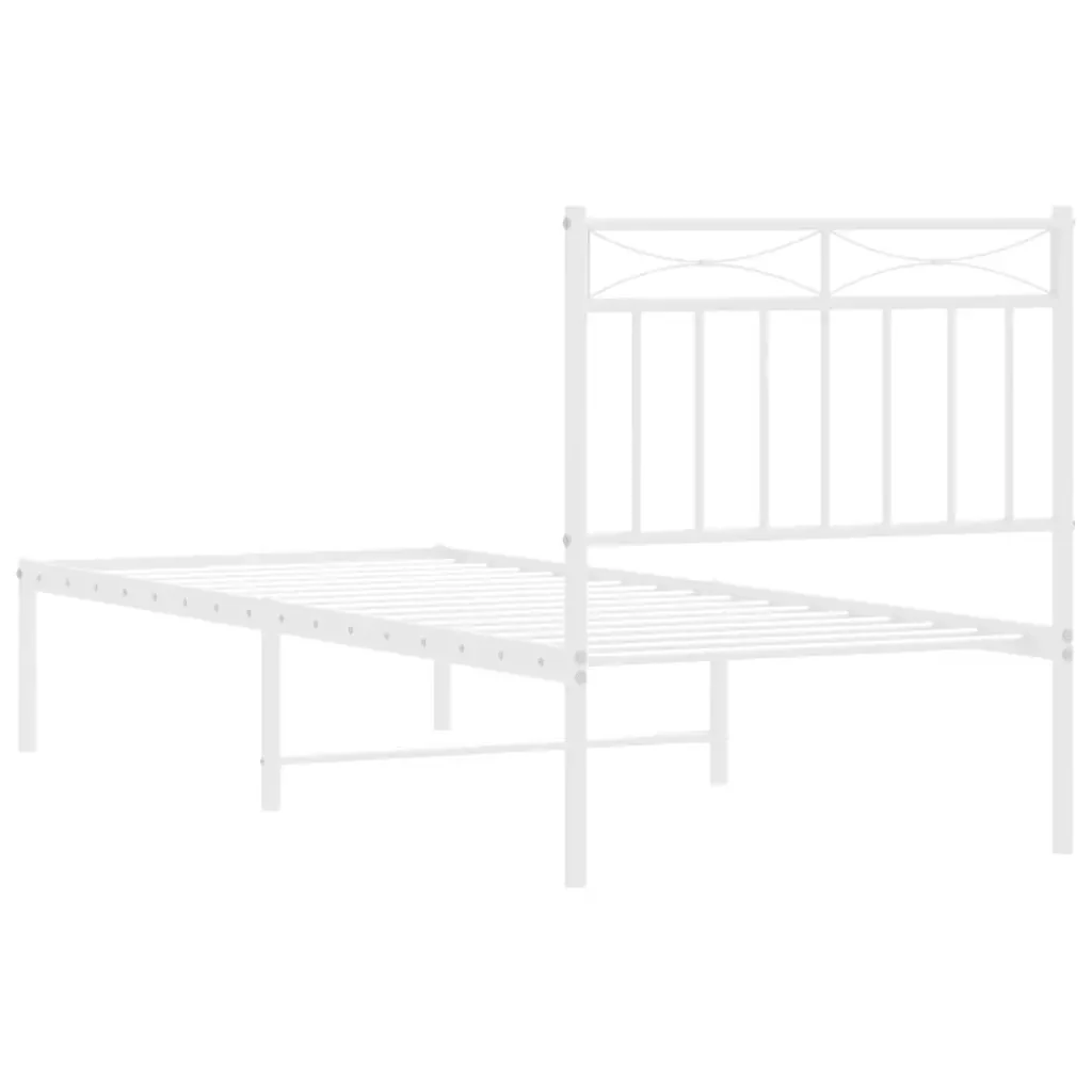 Letto singolo | Letto per adulti | Giroletto senza Materaso con Testiera Metallo Bianco 75x190 cm - Image 7