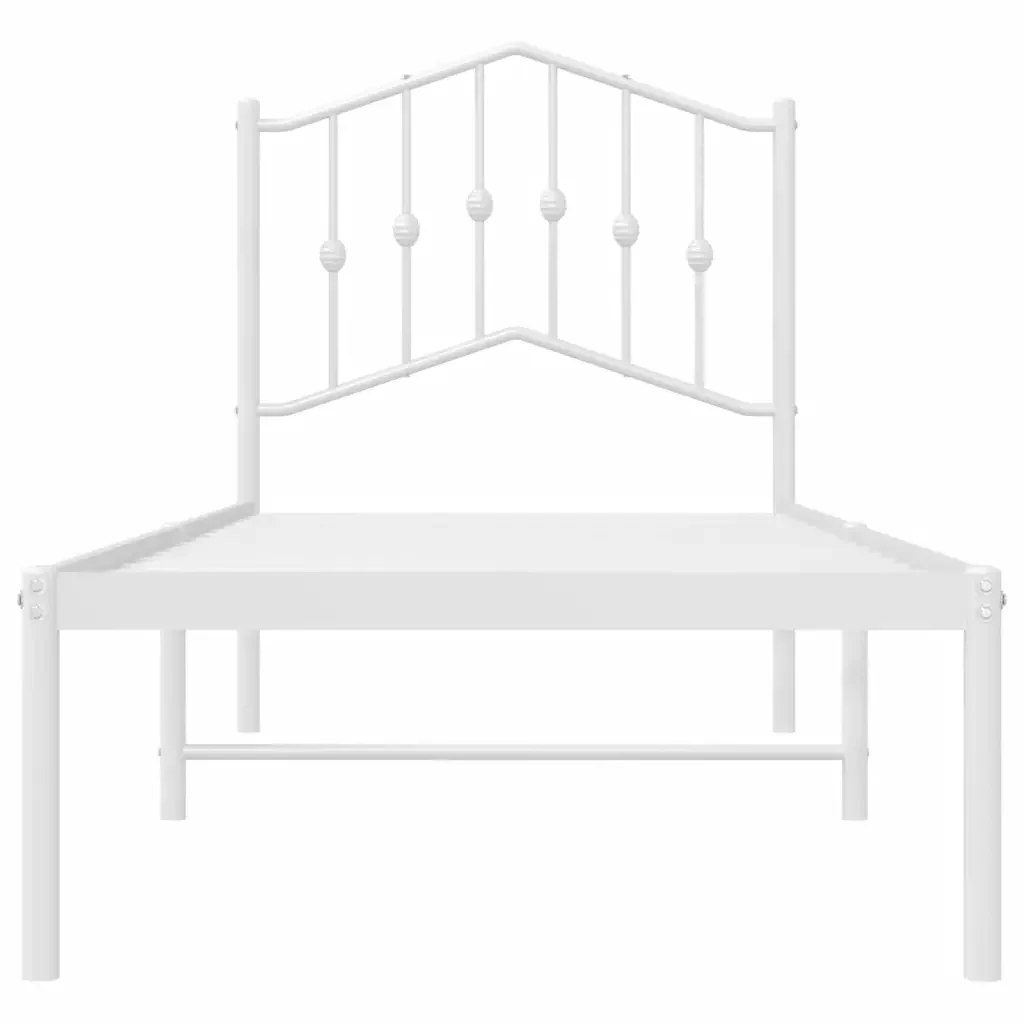 Letto singolo | Letto per adulti | Giroletto senza Materaso con Testiera Metallo Bianco 75x190 cm - Image 5