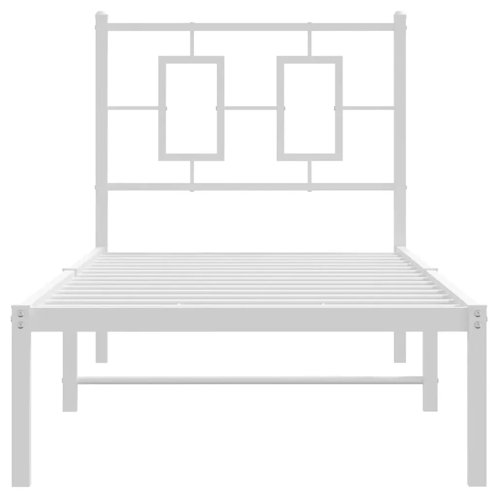 Letto singolo | Letto per adulti | Giroletto senza Materaso con Testiera Metallo Bianco 75x190 cm - Image 5