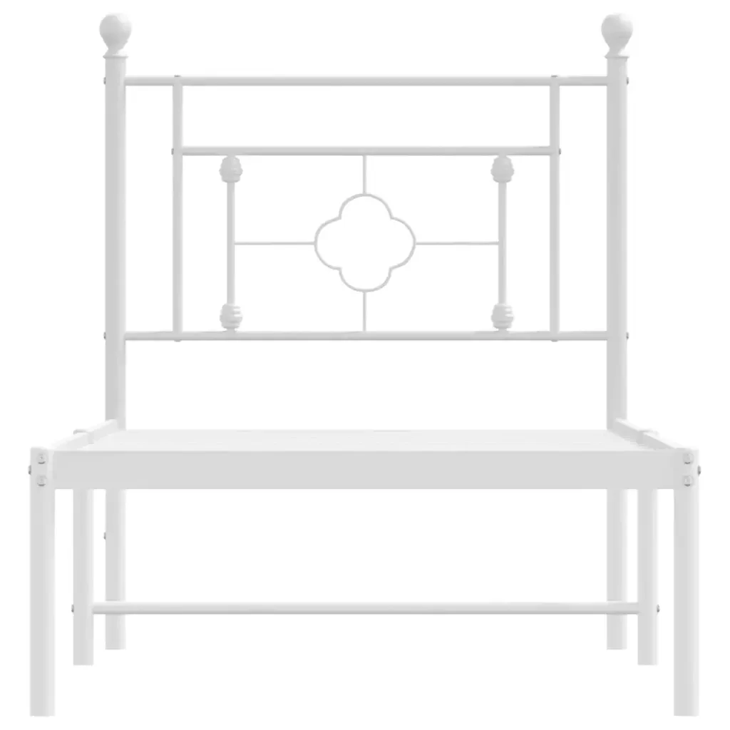 Letto singolo | Letto per adulti | Giroletto senza Materaso con Testiera Metallo Bianco 75x190 cm - Image 5