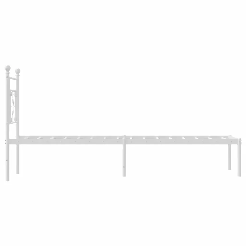 Letto singolo | Letto per adulti | Giroletto senza Materaso con Testiera Metallo Bianco 75x190 cm - Image 6
