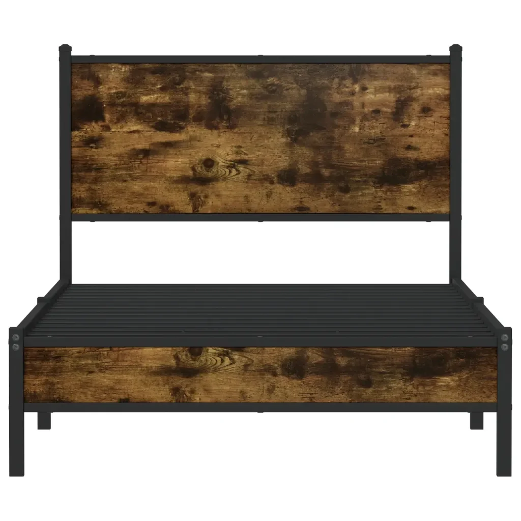 Letto singolo | Letto per adulti | Giroletto senza Materaso in Metallo Rovere Fumo 100x190 cm - Image 5