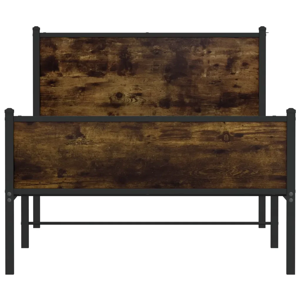 Letto singolo | Letto per adulti | Giroletto senza Materaso in Metallo Rovere Fumo 100x190 cm - Image 5