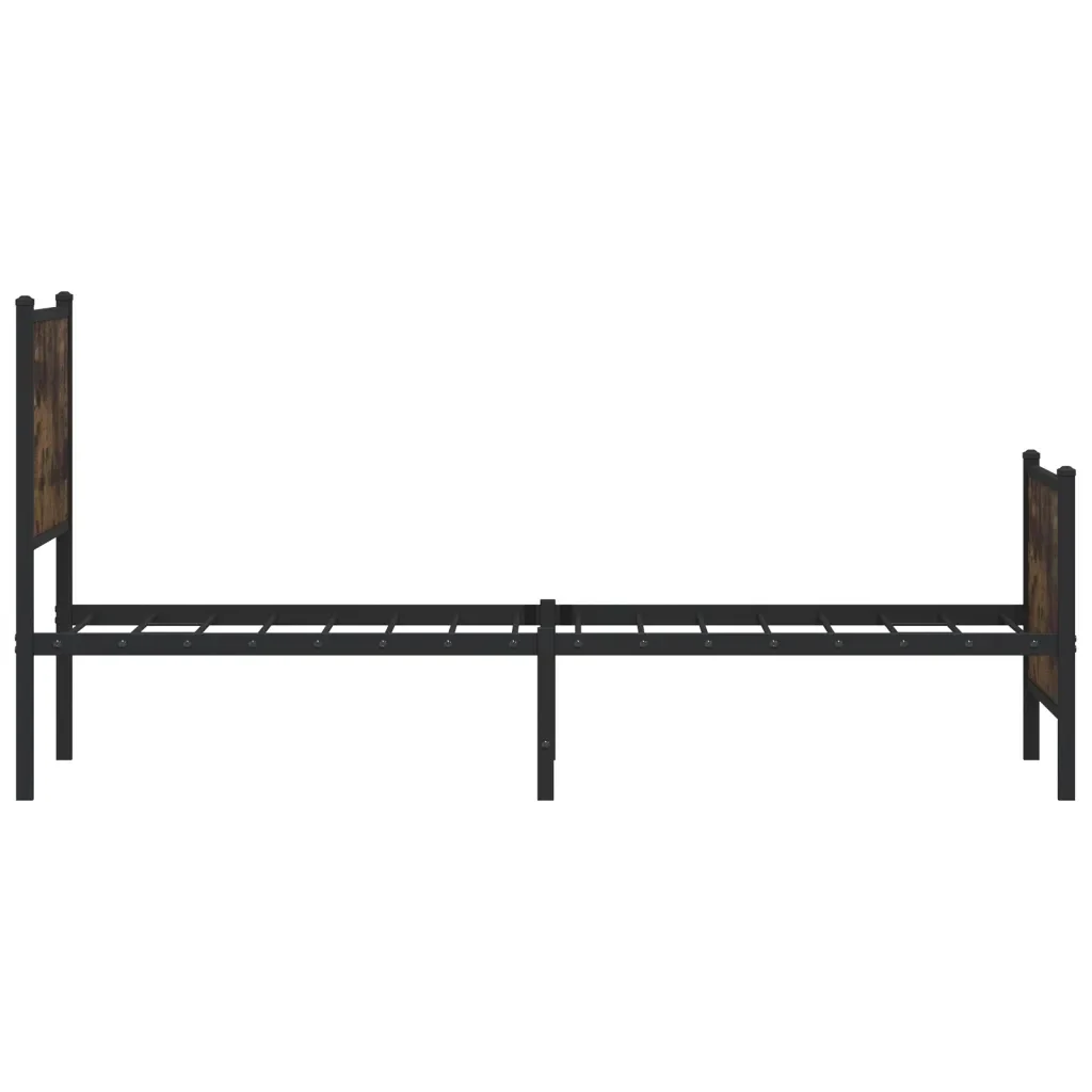 Letto singolo | Letto per adulti | Giroletto senza Materaso in Metallo Rovere Fumo 100x200 cm - Image 6