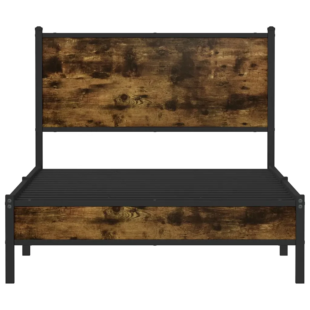 Letto singolo | Letto per adulti | Giroletto senza Materaso in Metallo Rovere Fumo 100x200 cm - Image 5
