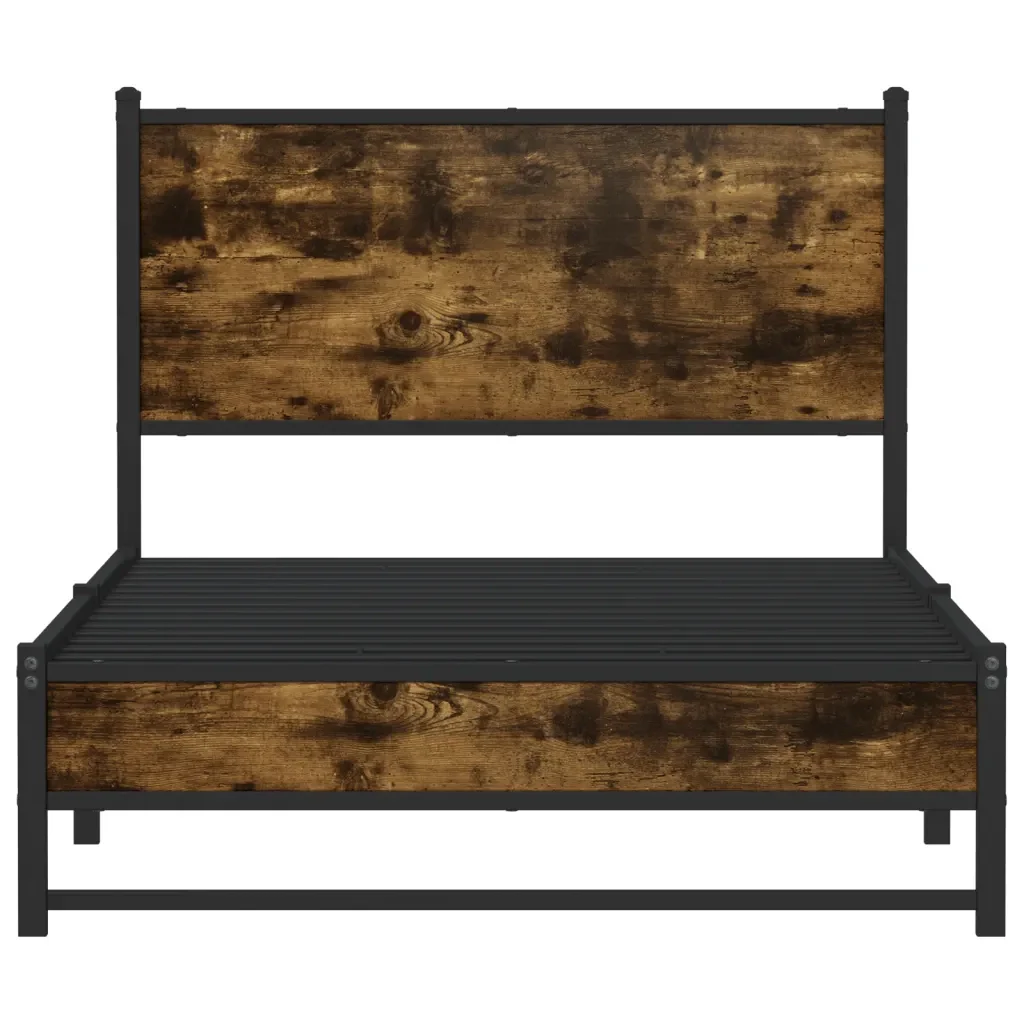 Letto singolo | Letto per adulti | Giroletto senza Materaso in Metallo Rovere Fumo 100x200 cm - Image 5