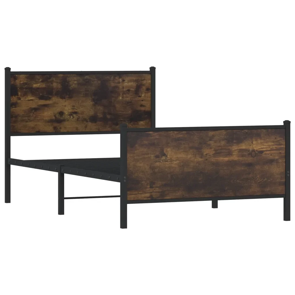Letto singolo | Letto per adulti | Giroletto senza Materaso in Metallo Rovere Fumo 107x203 cm - Image 3