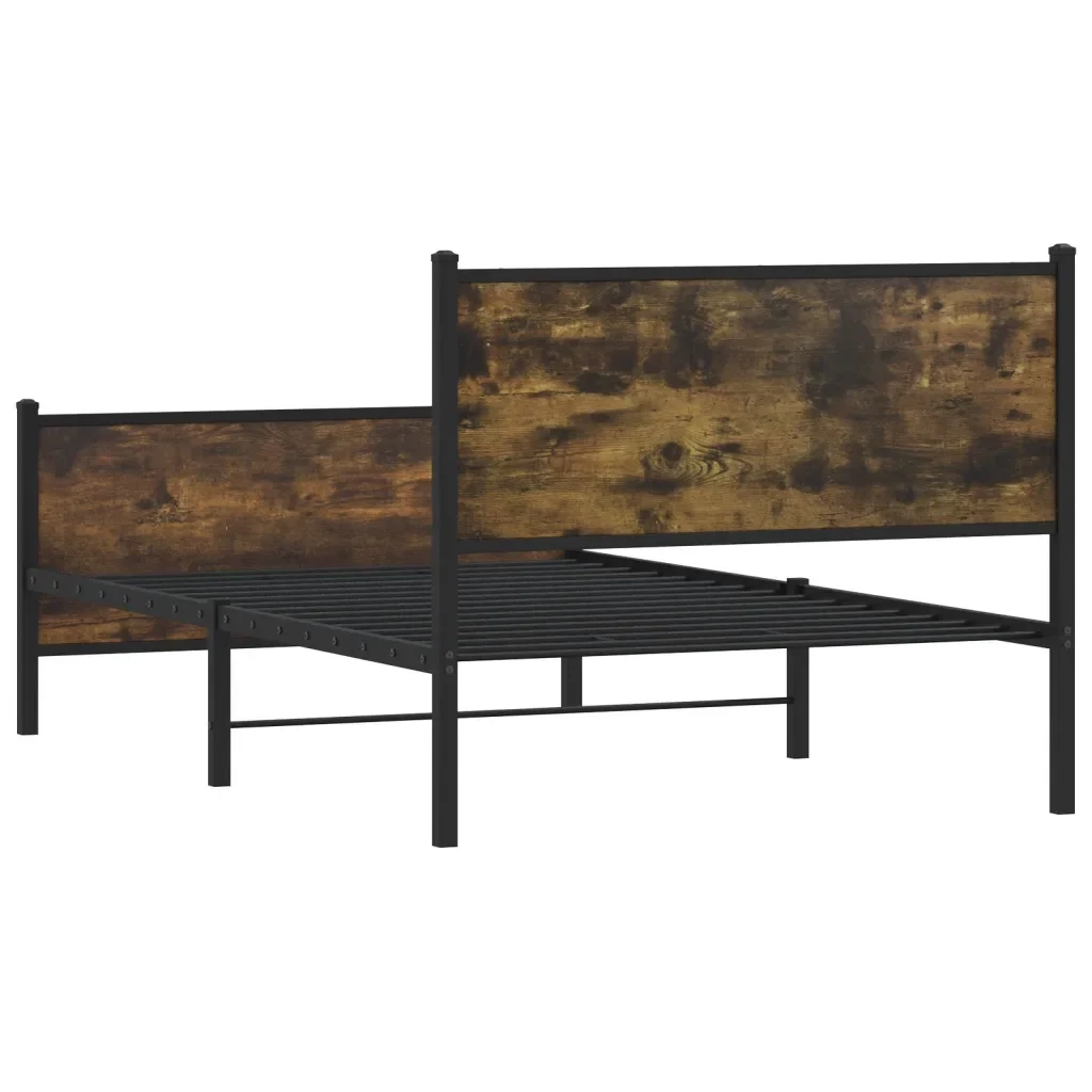 Letto singolo | Letto per adulti | Giroletto senza Materaso in Metallo Rovere Fumo 107x203 cm - Image 7