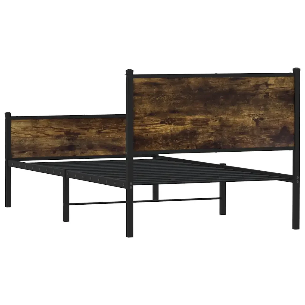 Letto singolo | Letto per adulti | Giroletto senza Materaso in Metallo Rovere Fumo 107x203 cm - Image 7