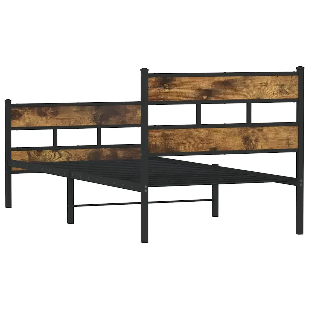 Letto singolo | Letto per adulti | Giroletto senza Materaso in Metallo Rovere Fumo 107x203 cm - Image 6