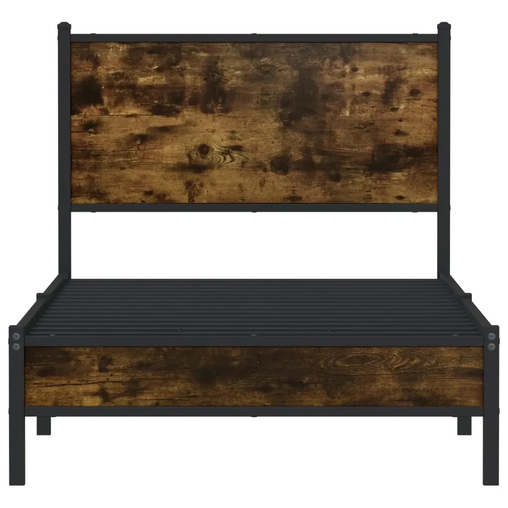Letto singolo | Letto per adulti | Giroletto senza Materaso in Metallo Rovere Fumo 80x200 cm - Image 5