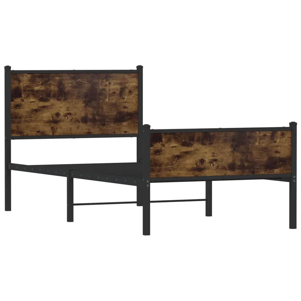 Letto singolo | Letto per adulti | Giroletto senza Materaso in Metallo Rovere Fumo 80x200 cm - Image 4