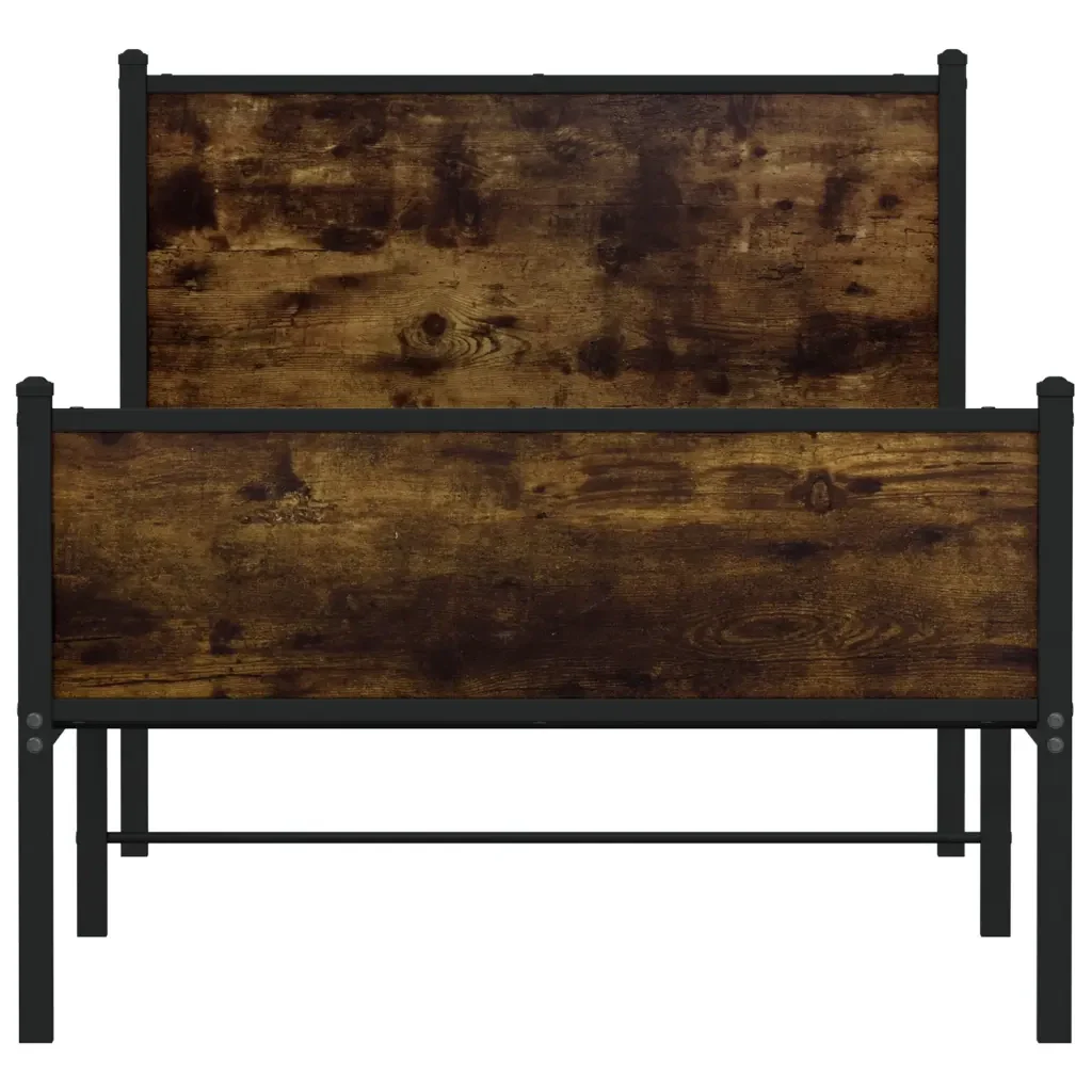 Letto singolo | Letto per adulti | Giroletto senza Materaso in Metallo Rovere Fumo 80x200 cm - Image 5