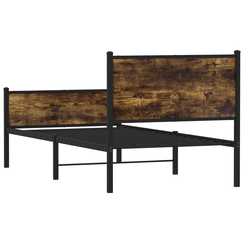 Letto singolo | Letto per adulti | Giroletto senza Materaso in Metallo Rovere Fumo 80x200 cm - Image 7