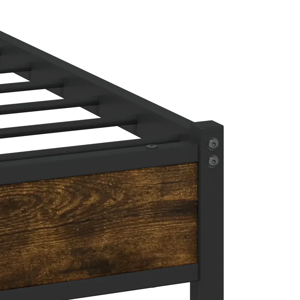Letto singolo | Letto per adulti | Giroletto senza Materaso in Metallo Rovere Fumo 90x190 cm - Image 8