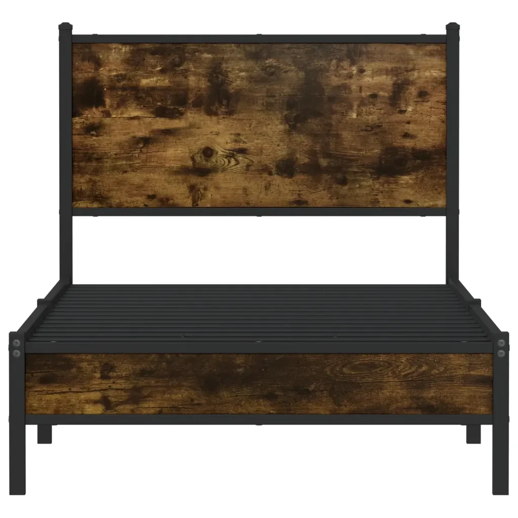 Letto singolo | Letto per adulti | Giroletto senza Materaso in Metallo Rovere Fumo 90x190 cm - Image 5