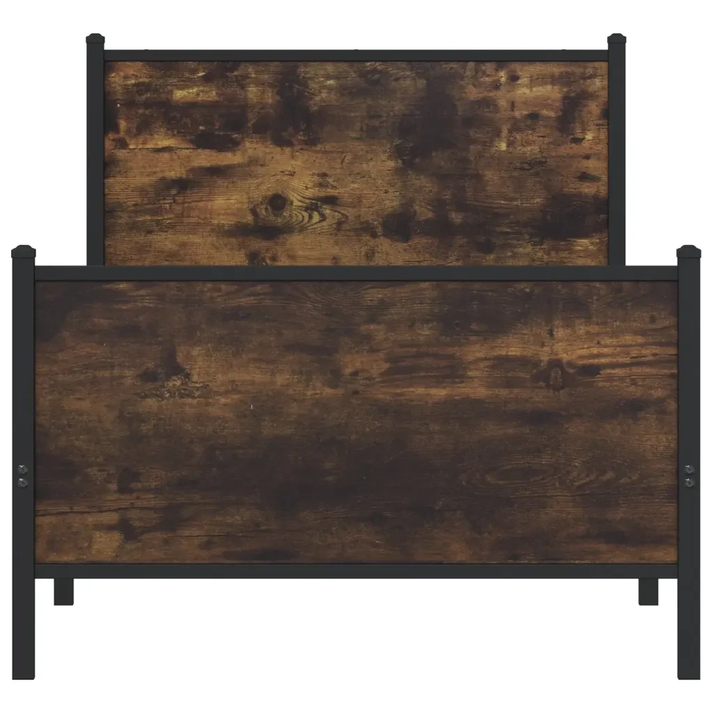 Letto singolo | Letto per adulti | Giroletto senza Materaso in Metallo Rovere Fumo 90x190 cm - Image 5