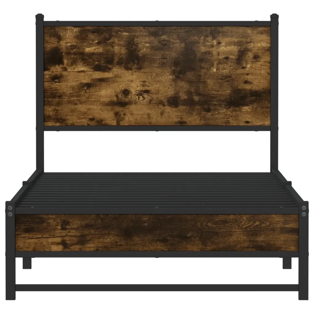 Letto singolo | Letto per adulti | Giroletto senza Materaso in Metallo Rovere Fumo 90x200 cm - Image 5