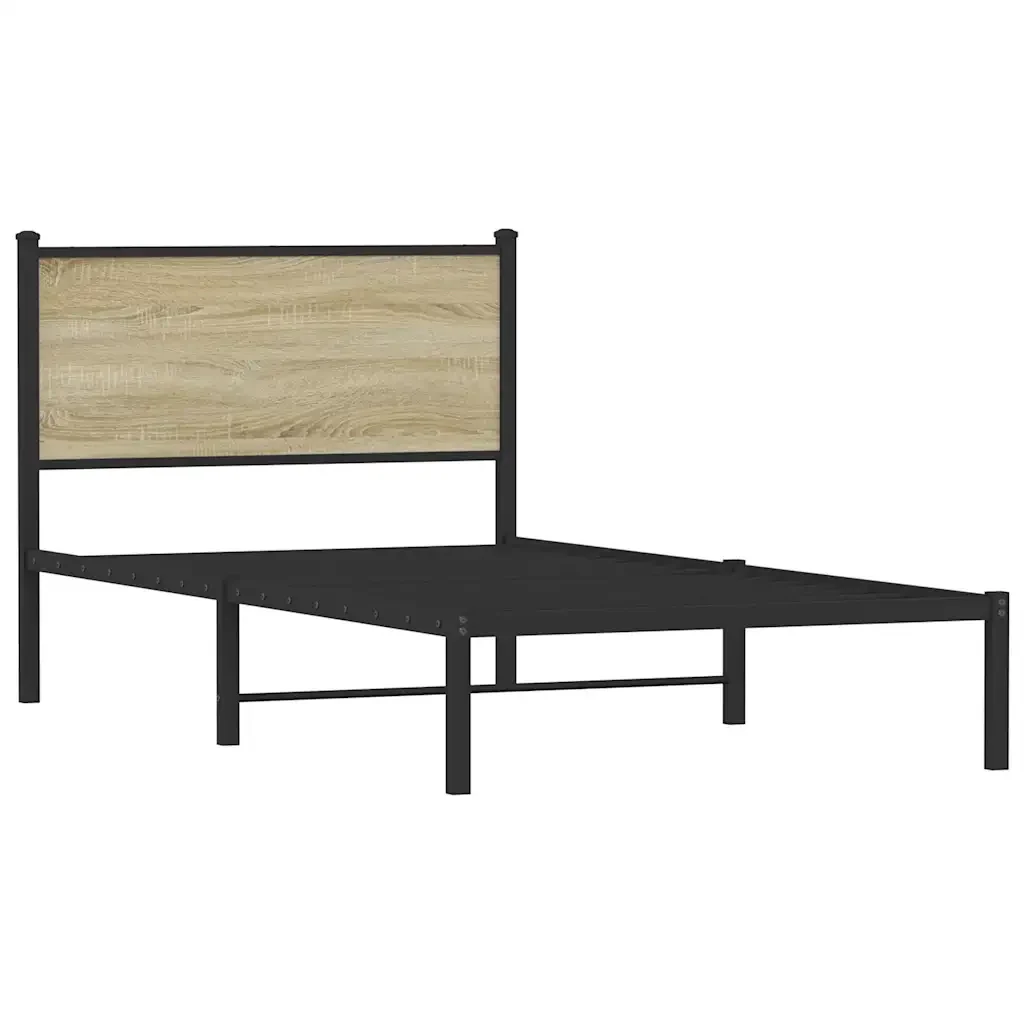 Letto singolo | Letto per adulti | Giroletto senza Materaso in Metallo Rovere Sonoma 100x190 cm - Image 3