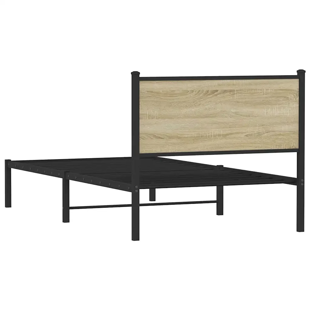 Letto singolo | Letto per adulti | Giroletto senza Materaso in Metallo Rovere Sonoma 100x190 cm - Image 7