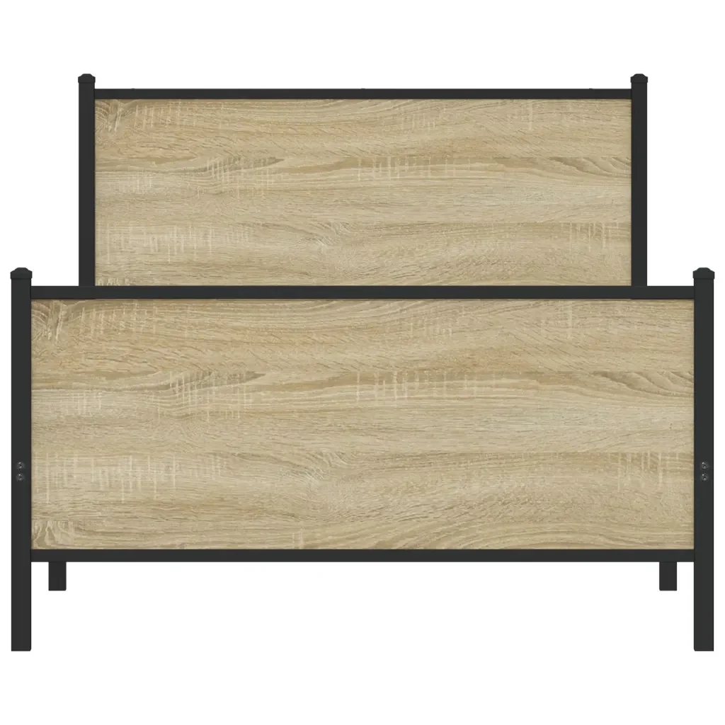 Letto singolo | Letto per adulti | Giroletto senza Materaso in Metallo Rovere Sonoma 100x190 cm - Image 5