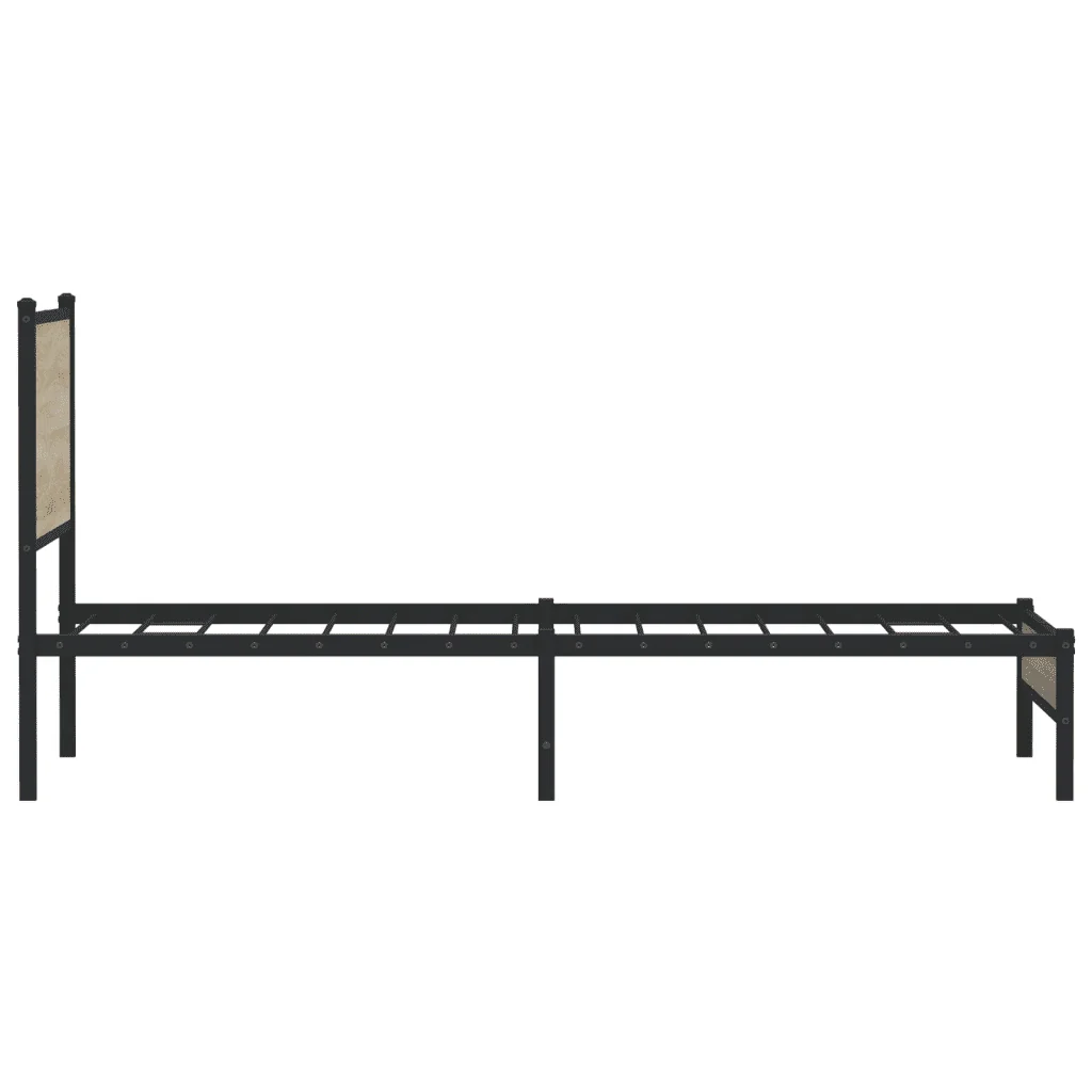 Letto singolo | Letto per adulti | Giroletto senza Materaso in Metallo Rovere Sonoma 100x190 cm - Image 6