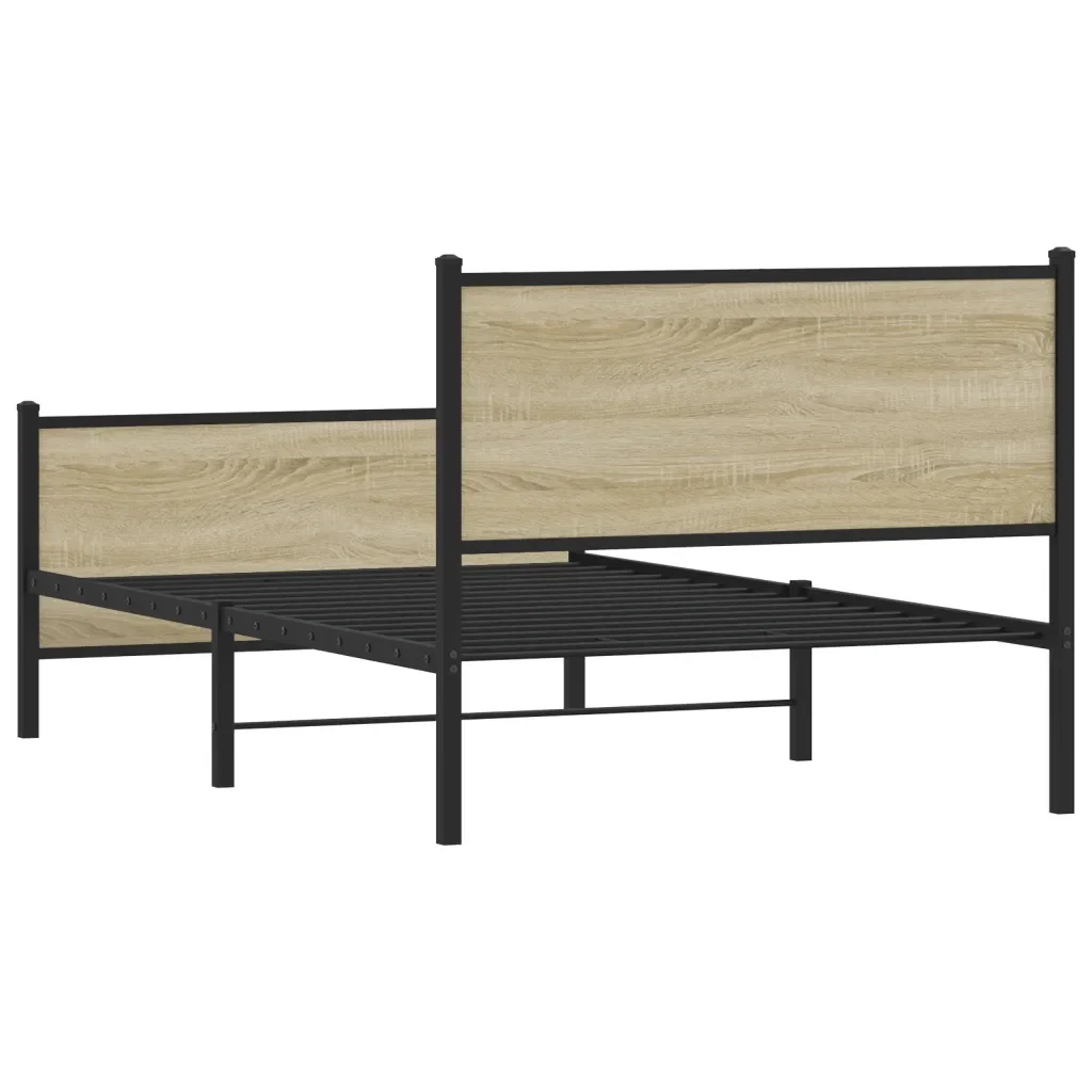 Letto singolo | Letto per adulti | Giroletto senza Materaso in Metallo Rovere Sonoma 100x200 cm - Image 7
