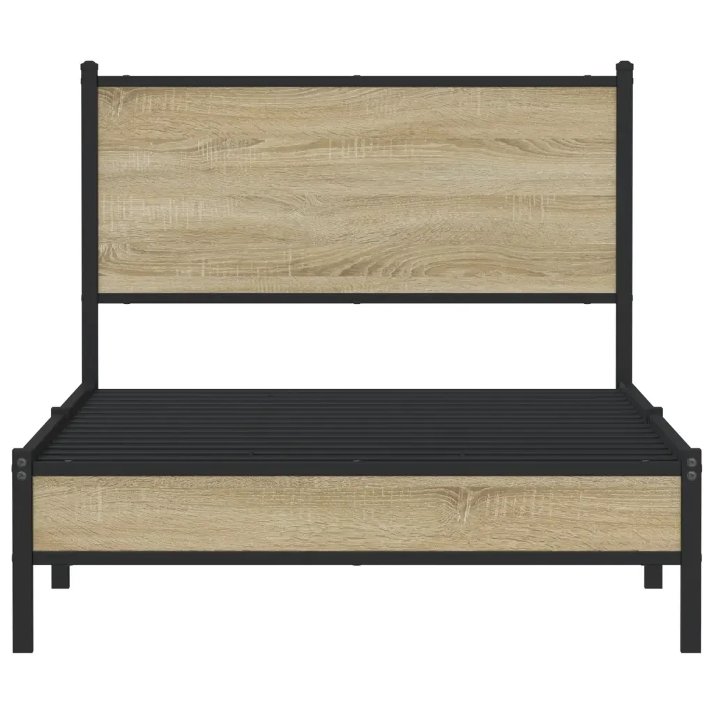 Letto singolo | Letto per adulti | Giroletto senza Materaso in Metallo Rovere Sonoma 100x200 cm - Image 5