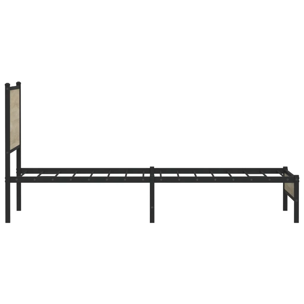 Letto singolo | Letto per adulti | Giroletto senza Materaso in Metallo Rovere Sonoma 100x200 cm - Image 6