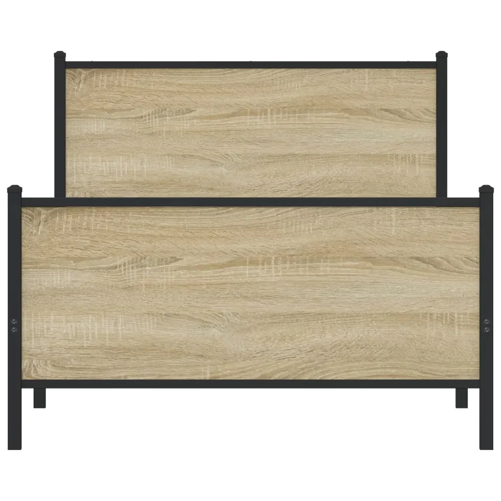 Letto singolo | Letto per adulti | Giroletto senza Materaso in Metallo Rovere Sonoma 107x203 cm - Image 5