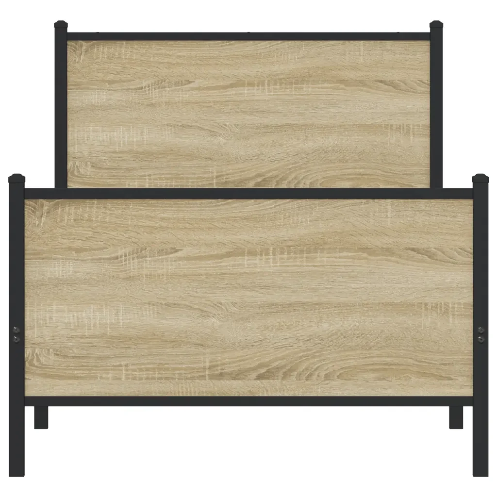 Letto singolo | Letto per adulti | Giroletto senza Materaso in Metallo Rovere Sonoma 75x190 cm - Image 5