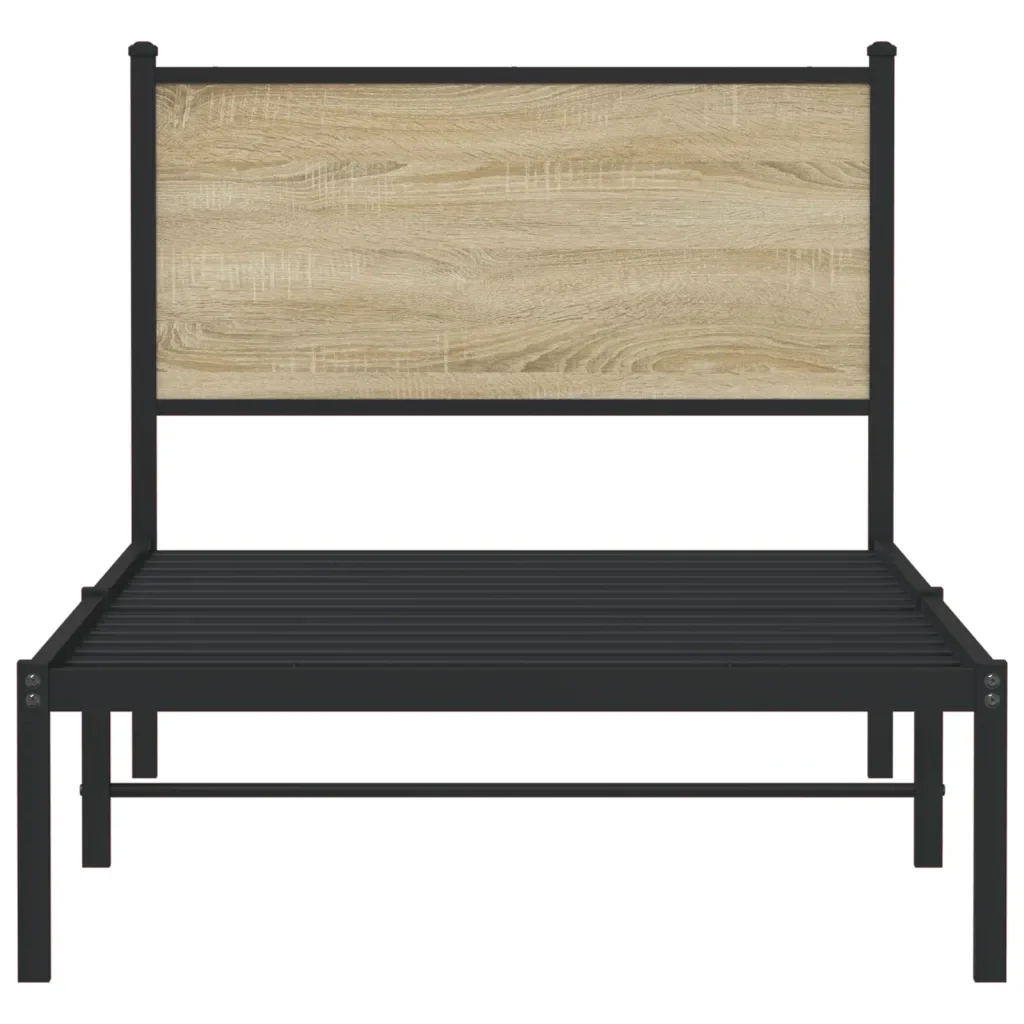 Letto singolo | Letto per adulti | Giroletto senza Materaso in Metallo Rovere Sonoma 80x200 cm - Image 5