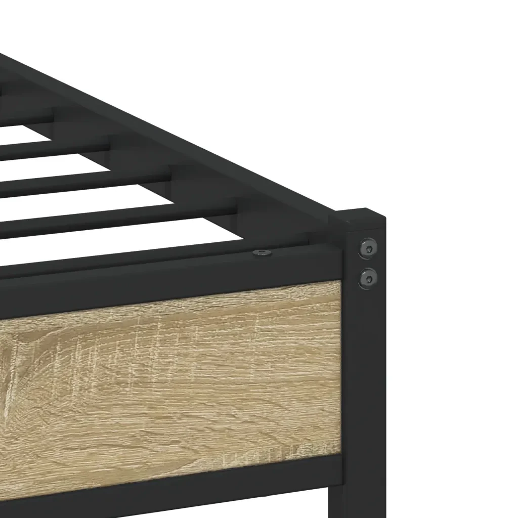 Letto singolo | Letto per adulti | Giroletto senza Materaso in Metallo Rovere Sonoma 80x200 cm - Image 8