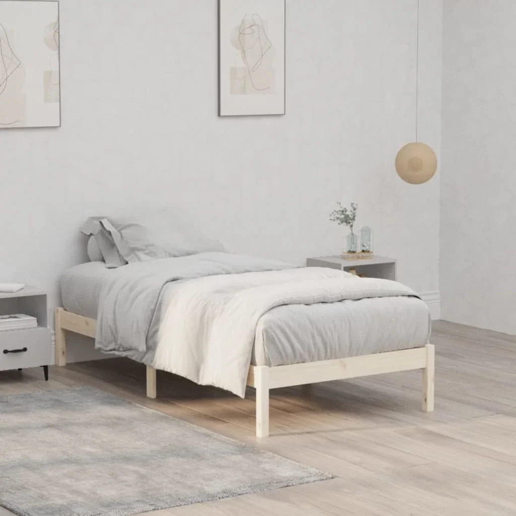 Letto singolo | Letto per adulti | Giroletto senza Materasso 100x190 cm in Legno di Pino Doppio - Image 2