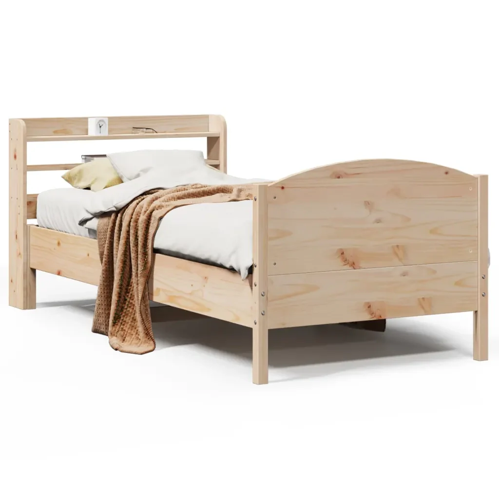 Letto singolo | Letto per adulti | Giroletto senza Materasso 100x200 cm in Legno Massello di Pino