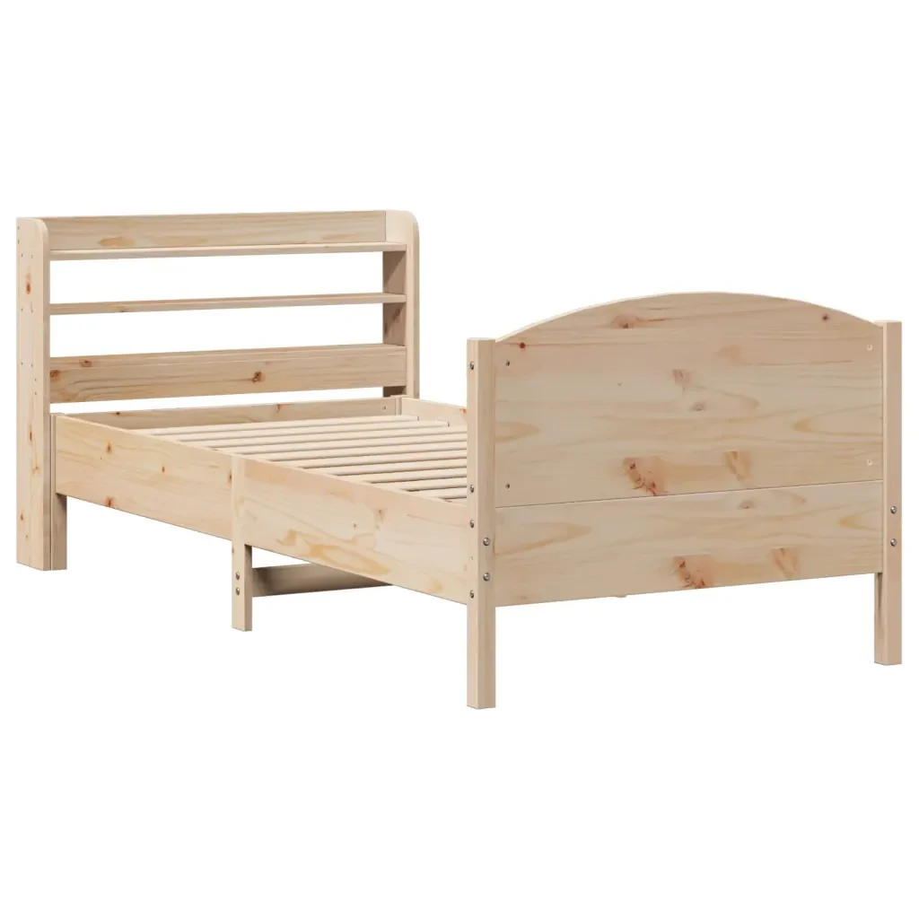 Letto singolo | Letto per adulti | Giroletto senza Materasso 100x200 cm in Legno Massello di Pino - Image 3