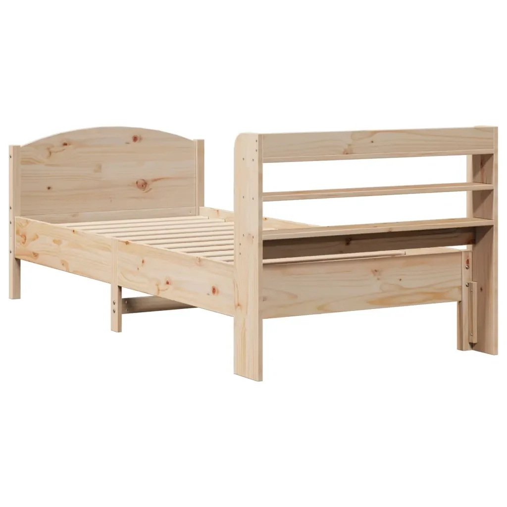 Letto singolo | Letto per adulti | Giroletto senza Materasso 100x200 cm in Legno Massello di Pino - Image 6