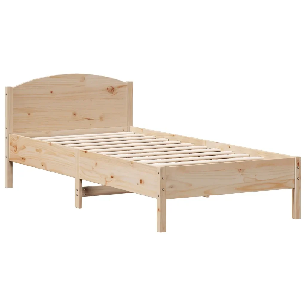 Letto singolo | Letto per adulti | Giroletto senza Materasso 100x200 cm in Legno Massello di Pino - Image 7
