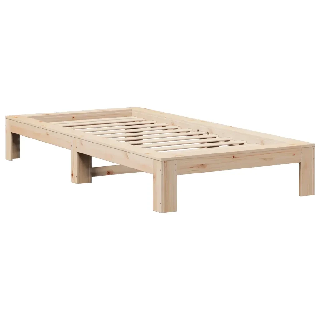 Letto singolo | Letto per adulti | Giroletto senza Materasso 100x200 cm in Legno Massello di Pino - Image 3
