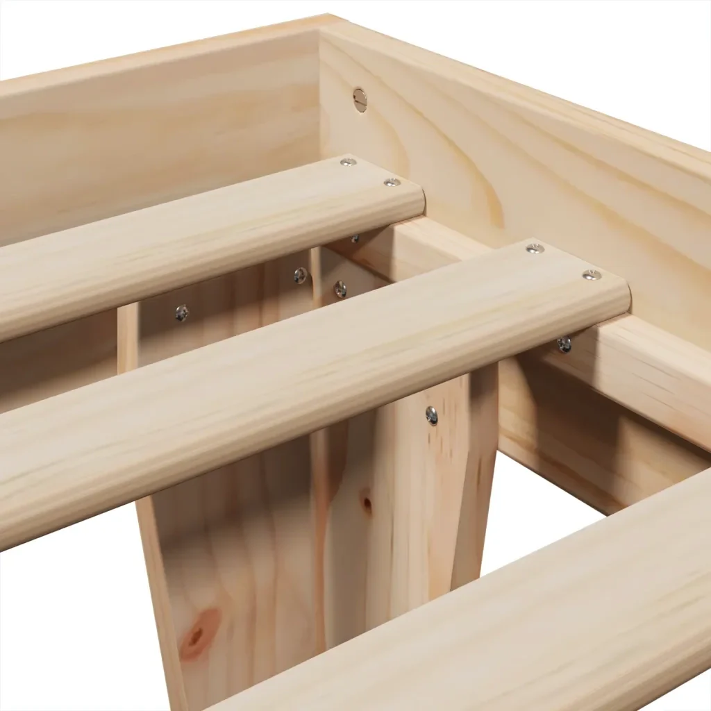 Letto singolo | Letto per adulti | Giroletto senza Materasso 100x200 cm in Legno Massello di Pino - Image 7